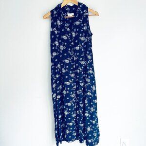2/$30 Christopher & Banks Navy Floral Midi Dress 8
